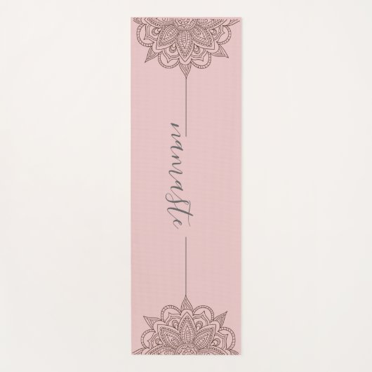 Roos Roze Namaste Script Mandala Yogamat (Voorkant)