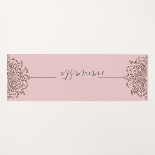 Roos Roze Namaste Script Mandala Yogamat (Voorkant (horizontaal))