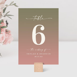 Roos roze ombre monogrammed Wedding Green & Dusty Kaart