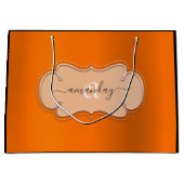 Roos Roze Oranje koninklijk monogram Naam Bridal Groot Cadeauzakje (Voorkant)