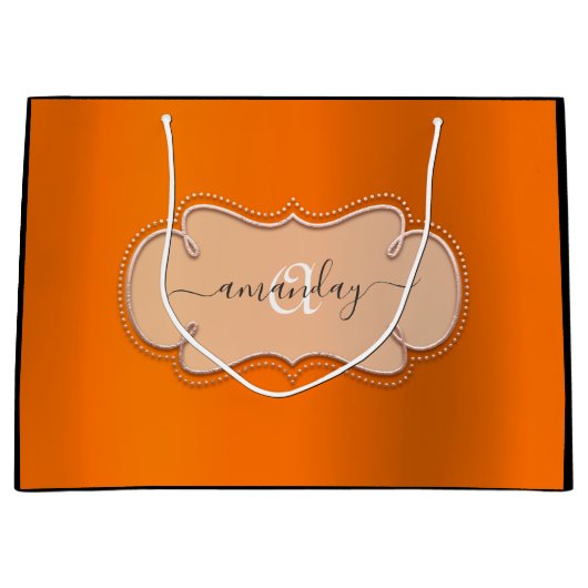 Roos Roze Oranje koninklijk monogram Naam Bridal Groot Cadeauzakje (Voorkant)