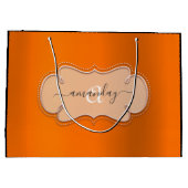 Roos Roze Oranje koninklijk monogram Naam Bridal Groot Cadeauzakje (Achterkant)