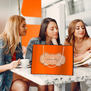 Roos Roze Oranje koninklijk monogram Naam Bridal Groot Cadeauzakje