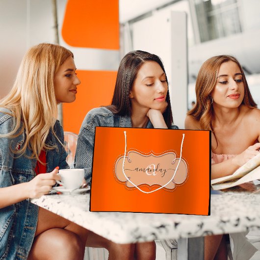 Roos Roze Oranje koninklijk monogram Naam Bridal Groot Cadeauzakje