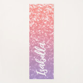 Roos roze paarse faux sparkles glitters Jouw naam Yogamat (Voorkant)
