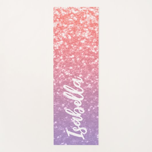 Roos roze paarse faux sparkles glitters Jouw naam Yogamat