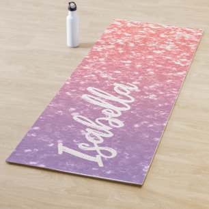 Roos roze paarse faux sparkles glitters Jouw naam Yogamat