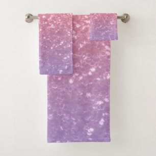 Roos roze paarse lavendel faux schittert glitters bad handdoek