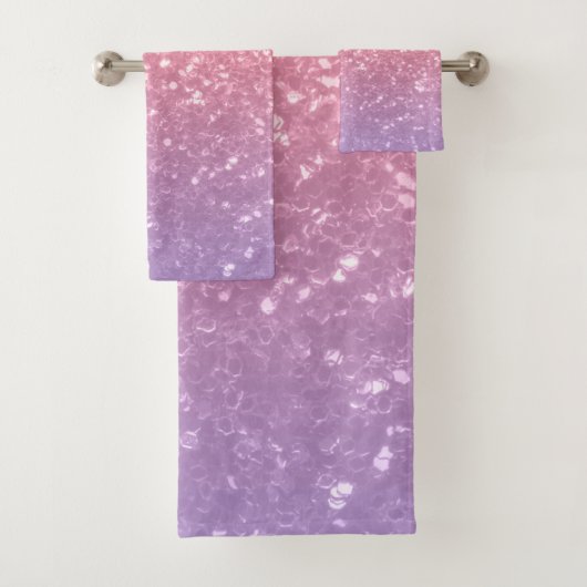 Roos roze paarse lavendel faux schittert glitters bad handdoek (Insitu)