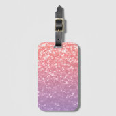 Roos roze paarse lavendel faux schittert glitters bagagelabel (Voorkant (verticaal))