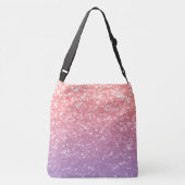 Roos roze paarse lavendel faux schittert glitters crossbody tas (Achterkant)