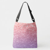 Roos roze paarse lavendel faux schittert glitters crossbody tas (Voorkant)