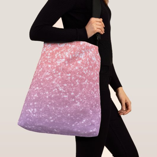 Roos roze paarse lavendel faux schittert glitters crossbody tas (Dichtbij)