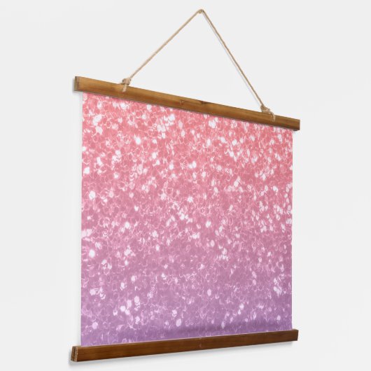 Roos roze paarse lavendel faux schittert glitters hangend wandkleed (Gebogen)