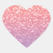 Roos roze paarse lavendel faux schittert glitters hart sticker (Voorkant)