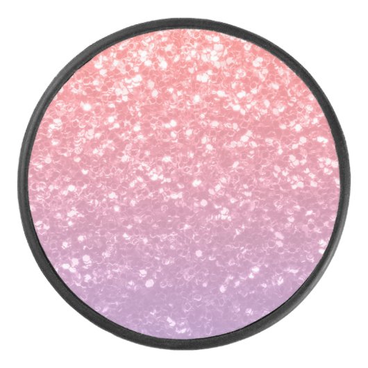Roos roze paarse lavendel faux schittert glitters hockey puck (Voorkant)