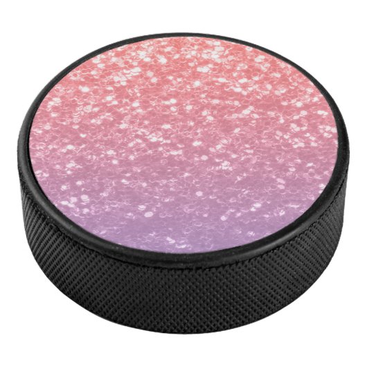 Roos roze paarse lavendel faux schittert glitters hockey puck (3/4)