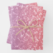 Roos roze paarse lavendel faux schittert glitters inpakpapier vel (In situ)