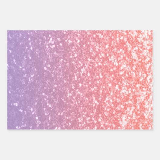 Roos roze paarse lavendel faux schittert glitters inpakpapier vel (Voorkant)