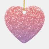 Roos roze paarse lavendel faux schittert glitters keramisch ornament (Achterkant)