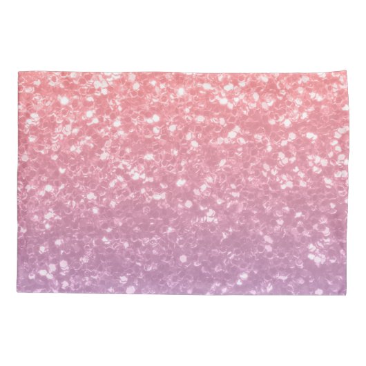 Roos roze paarse lavendel faux schittert glitters kussensloop (Achterkant)