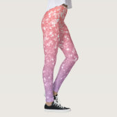 Roos roze paarse lavendel faux schittert glitters leggings (Rechts)