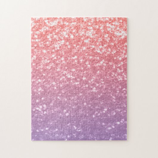 Roos roze paarse lavendel faux schittert glitters legpuzzel (Verticaal)