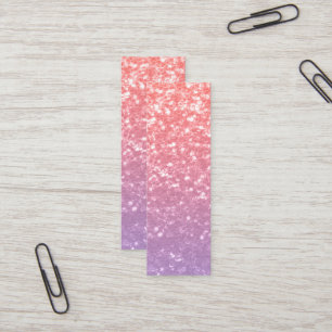 Roos roze paarse lavendel faux schittert glitters mini visitekaartje