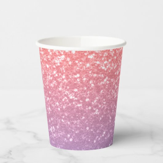 Roos roze paarse lavendel faux schittert glitters papieren bekers (Links)