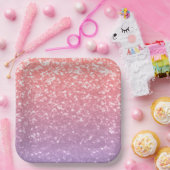 Roos roze paarse lavendel faux schittert glitters papieren bordje (Feest)