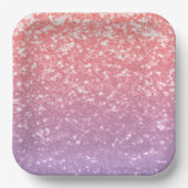 Roos roze paarse lavendel faux schittert glitters papieren bordje (Voorkant)