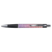 Roos roze paarse lavendel faux schittert glitters pen (Achterkant)