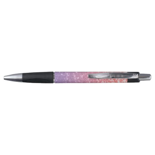 Roos roze paarse lavendel faux schittert glitters pen (Achterkant)
