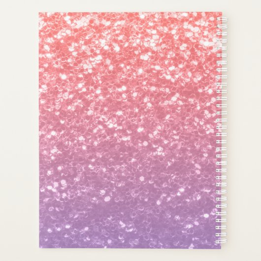 Roos roze paarse lavendel faux schittert glitters planner (Achterkant)