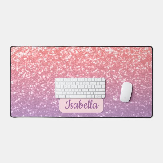 Roos roze paarse lavendel sparkles Custom Name Bureaumat (Keyboard & Muis)