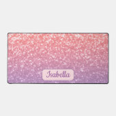 Roos roze paarse lavendel sparkles Custom Name Bureaumat (Voorkant)