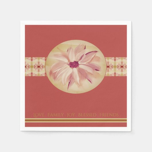 Roos roze patroon met Floral geaccentreerd Servet (Voorkant)