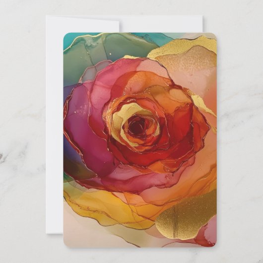 Roos Roze Perzik Geel Bloemen Verjaardag Kaart (Achterkant)