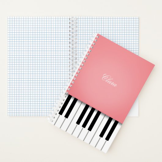 Roos roze piano-muziektoetsenbord op maat notitieboek (Binnen)