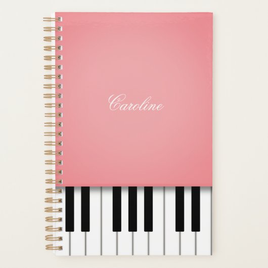 Roos roze Piano-toetsenbord - Aangepaste muziek Planner (Voorkant)