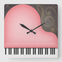 Roos Roze Piano Whimsical Music Lover's Vierkante Klok