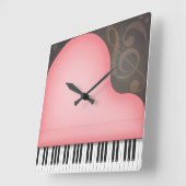 Roos Roze Piano Whimsical Music Lover's Vierkante Klok (Hoek)
