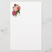  Roos Roze pioenroos Bloemen Monogram Briefpapier (Voorkant)