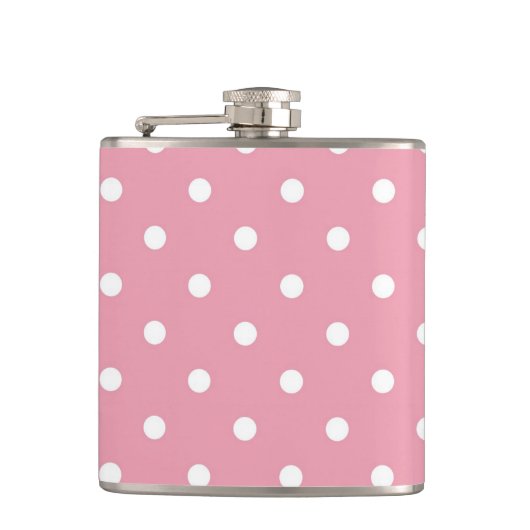 Roos Roze polaire dot fles Heupfles (Voorkant)