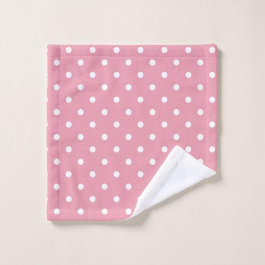 Roos roze pooldots bad handdoek (Wasdoekje)