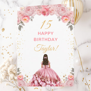 Roos Roze Princess Floral Happy Birthday Kaart