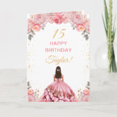 Roos Roze Princess Floral Happy Birthday Kaart (Voorkant)