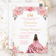 Roos Roze Princess Floral Quinceañera