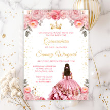 Roos Roze Princess Floral Quinceañera