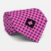Roos Roze Pug Pattern Stropdas (Opgerold)